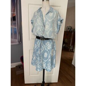 Chelsea & Theodore blue and white denimy look shirt dress XL